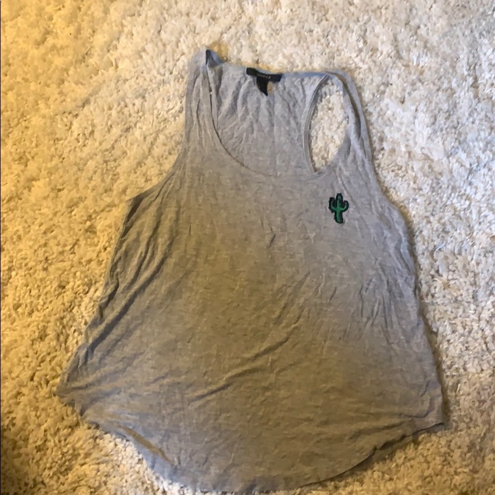 Tank with cactus embroidery